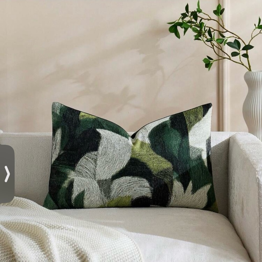 Green Abstract Sculpted Texture Throw Pillow -